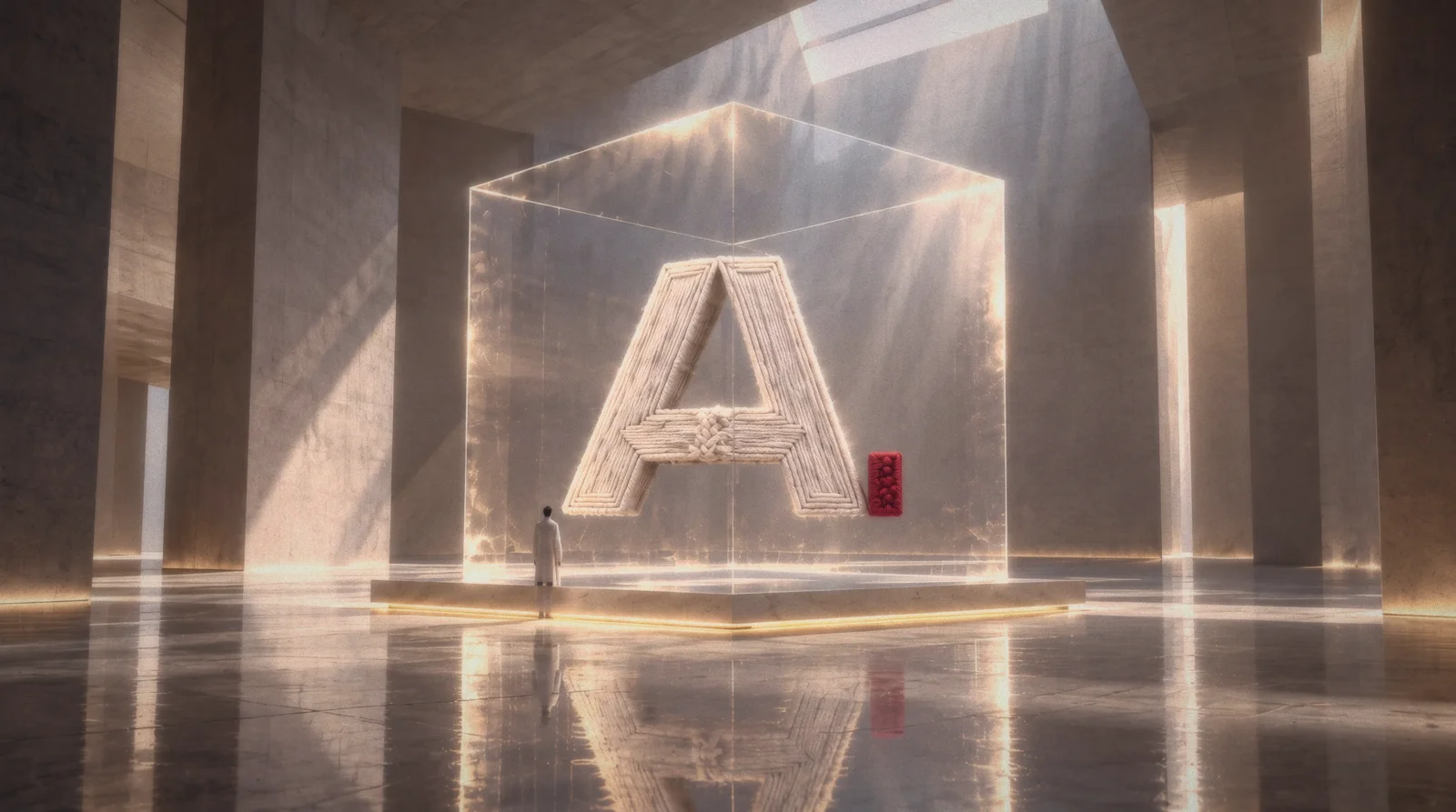 AUTR glass cube in a monumental interior
