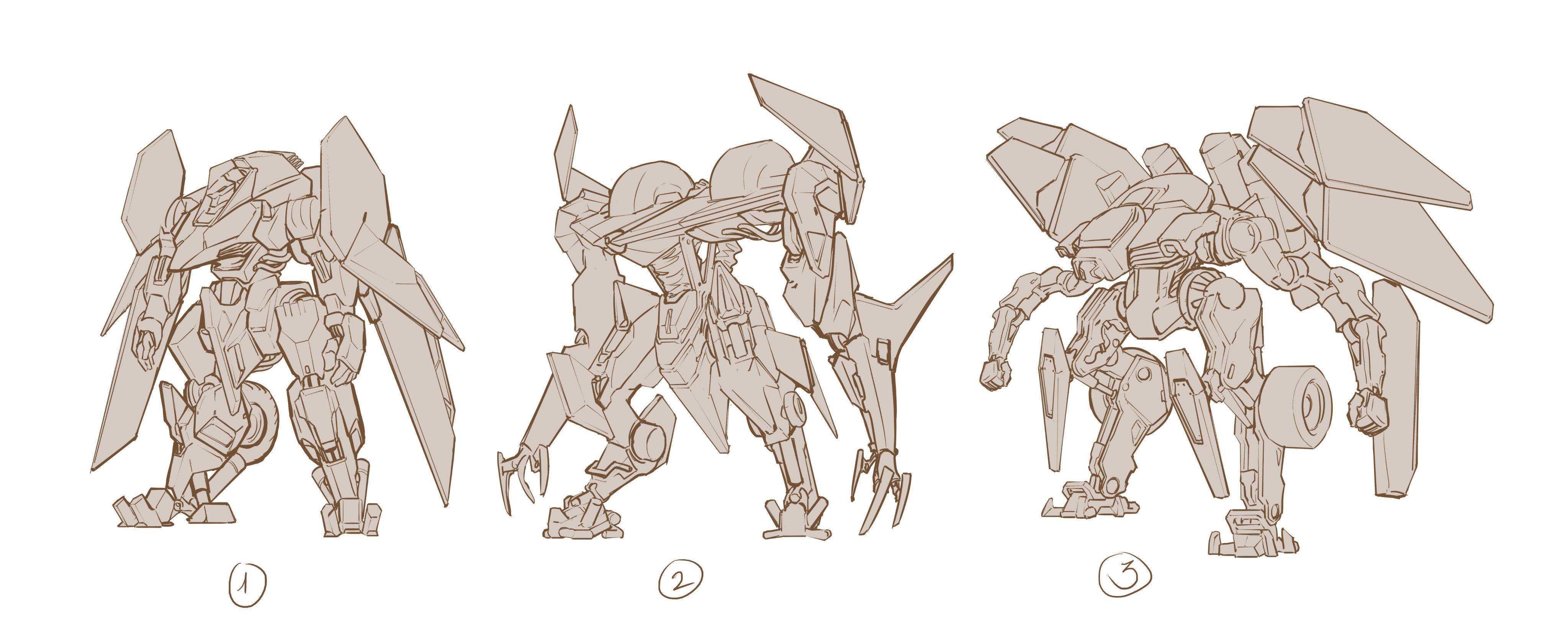 Three early Meta Transformer character silhouette concepts