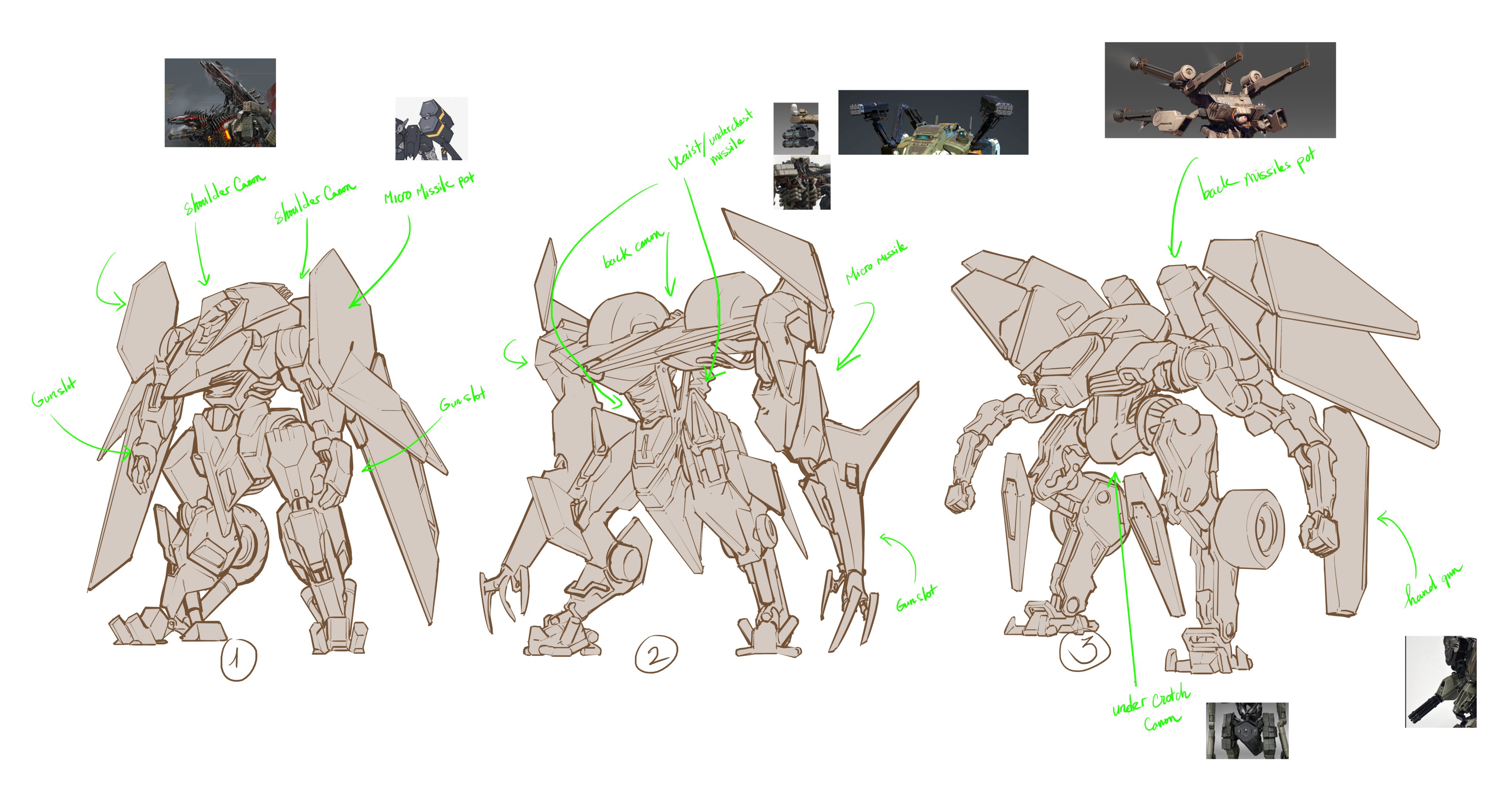 Three Meta Transformer design directions with equipment, weapons and backlighting
