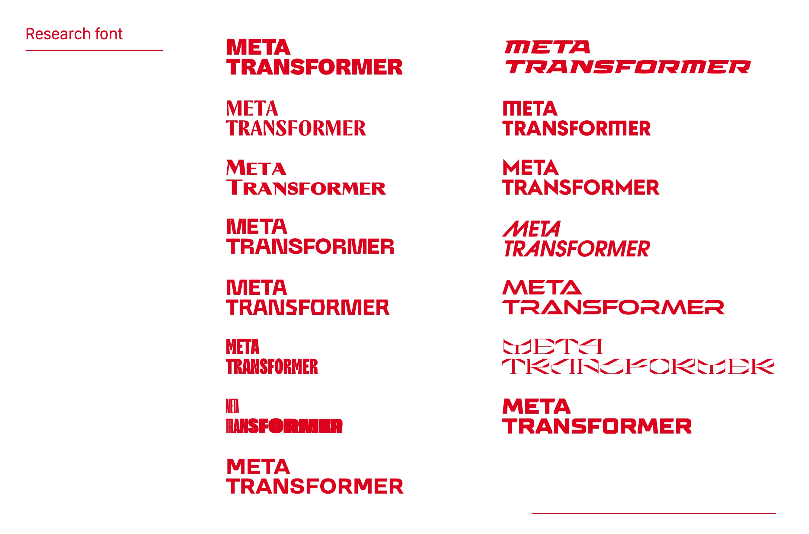 Meta Transformer typeface research