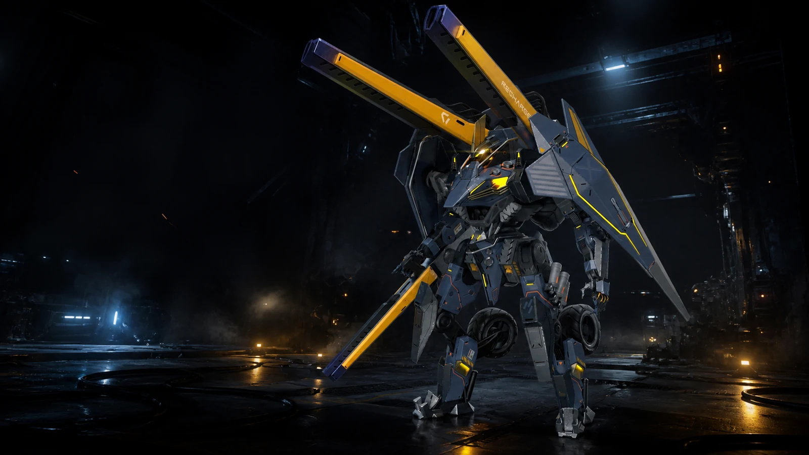 Meta Transformer in a cinematic hangar